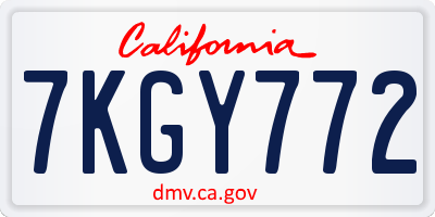 CA license plate 7KGY772