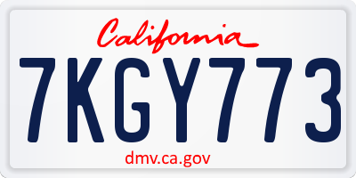 CA license plate 7KGY773