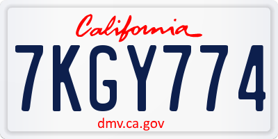 CA license plate 7KGY774