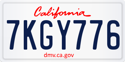 CA license plate 7KGY776