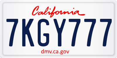 CA license plate 7KGY777