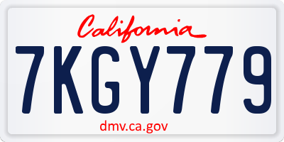 CA license plate 7KGY779
