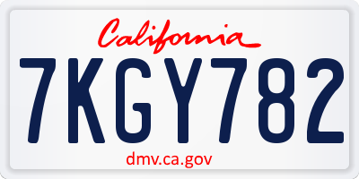 CA license plate 7KGY782