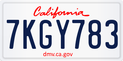 CA license plate 7KGY783