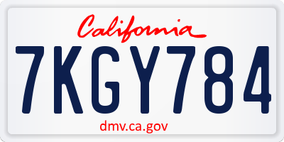 CA license plate 7KGY784