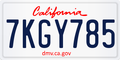 CA license plate 7KGY785