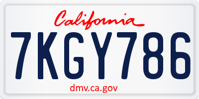 CA license plate 7KGY786