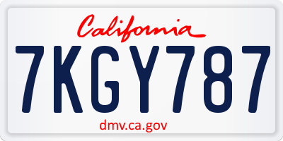 CA license plate 7KGY787