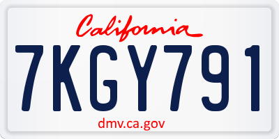 CA license plate 7KGY791