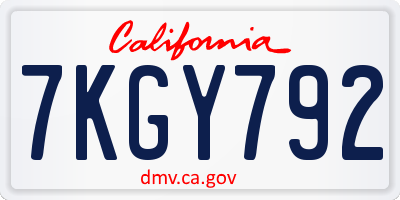 CA license plate 7KGY792