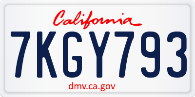 CA license plate 7KGY793