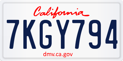 CA license plate 7KGY794