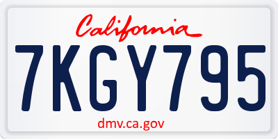 CA license plate 7KGY795