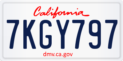 CA license plate 7KGY797