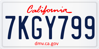 CA license plate 7KGY799