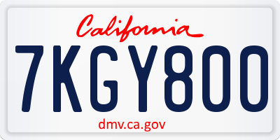 CA license plate 7KGY800
