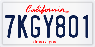 CA license plate 7KGY801
