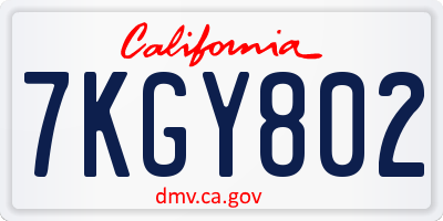 CA license plate 7KGY802