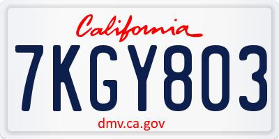 CA license plate 7KGY803