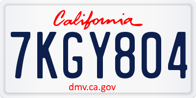 CA license plate 7KGY804
