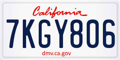 CA license plate 7KGY806