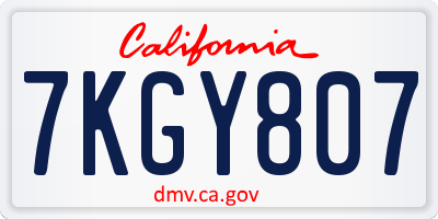 CA license plate 7KGY807
