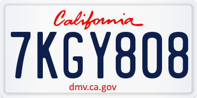 CA license plate 7KGY808