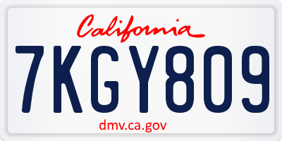 CA license plate 7KGY809
