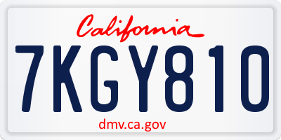 CA license plate 7KGY810