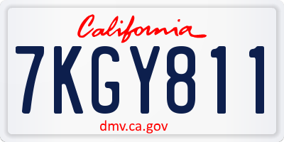 CA license plate 7KGY811