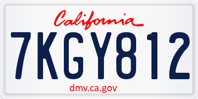 CA license plate 7KGY812