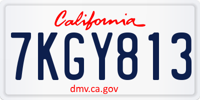 CA license plate 7KGY813