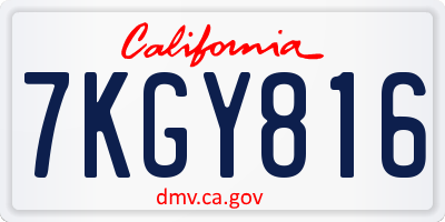 CA license plate 7KGY816