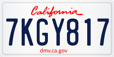 CA license plate 7KGY817