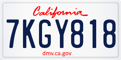 CA license plate 7KGY818