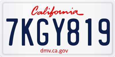 CA license plate 7KGY819