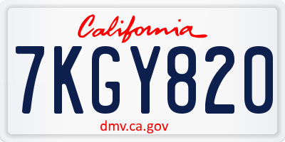 CA license plate 7KGY820