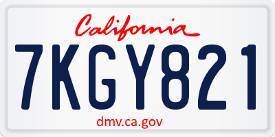 CA license plate 7KGY821