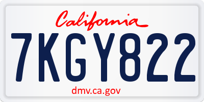 CA license plate 7KGY822