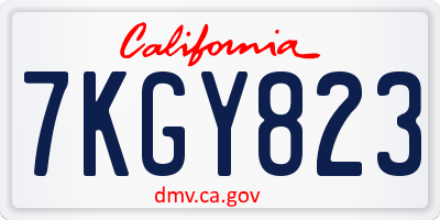 CA license plate 7KGY823