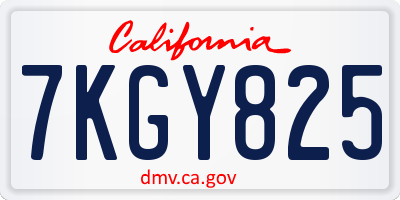 CA license plate 7KGY825