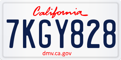 CA license plate 7KGY828