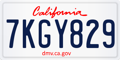 CA license plate 7KGY829
