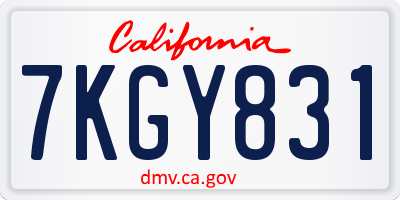 CA license plate 7KGY831
