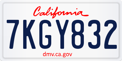 CA license plate 7KGY832