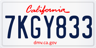 CA license plate 7KGY833