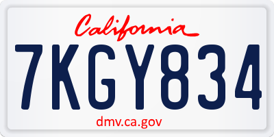 CA license plate 7KGY834