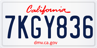CA license plate 7KGY836