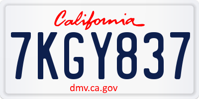 CA license plate 7KGY837