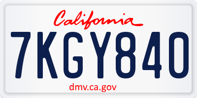 CA license plate 7KGY840